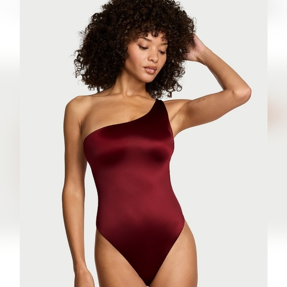 Victoria's Secret Tops - NEW Victoria's Secret So Sleek One Shoulder Bodysuit Red XL Contour Shaping